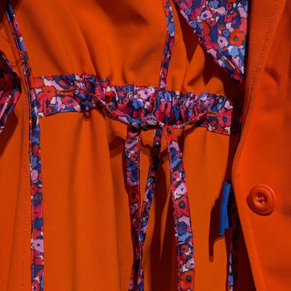 NWT Twiggy London Women's Boyfriend Orange Blazer Blue Floral Lining Medium - Picture 7 of 15